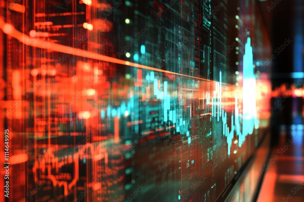 Obraz premium Abstract Digital Data Visualization Showing Financial Market Trends