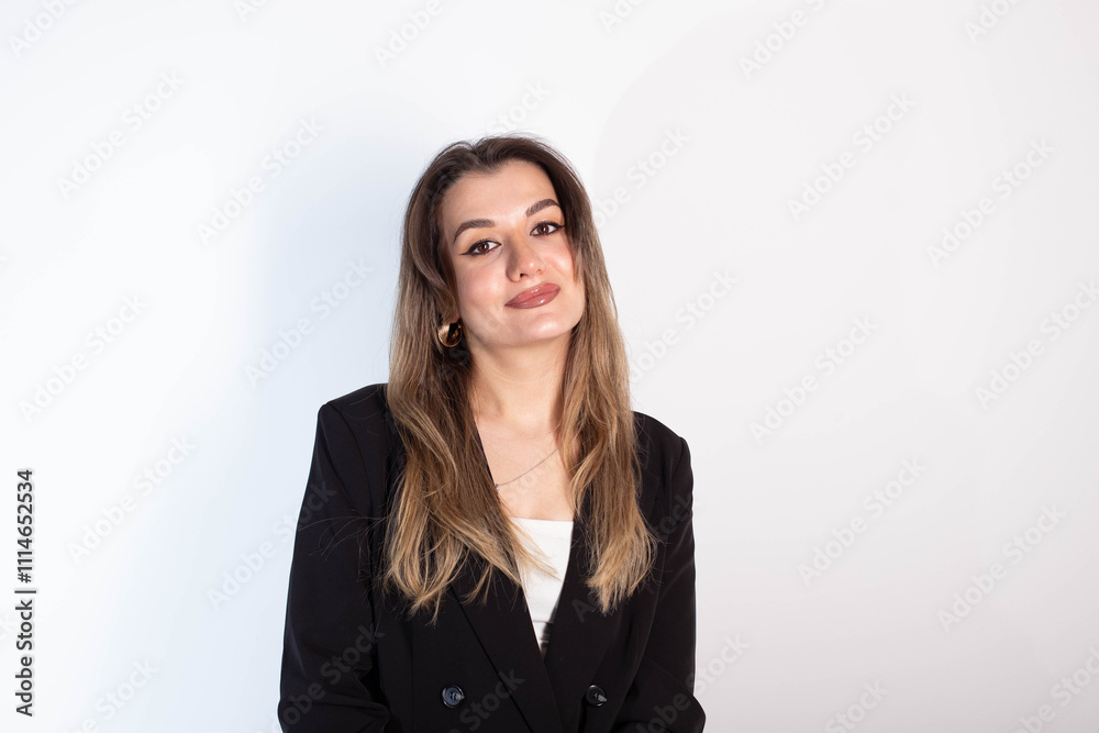 Beautiful girl on a light background.