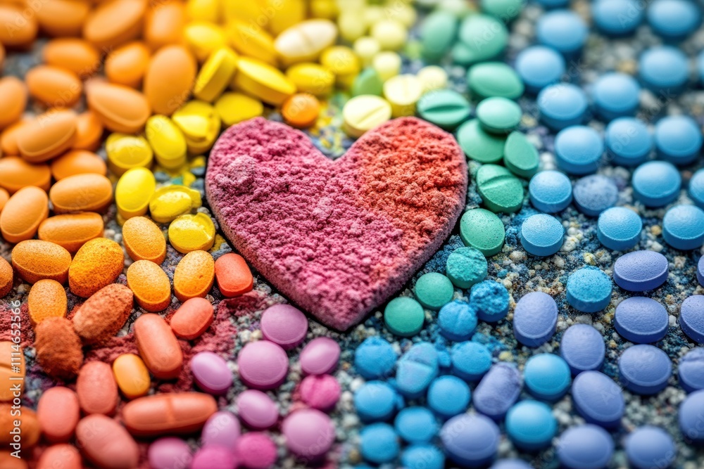 Obraz premium Colorful Pills Arranged In A Heart Shape
