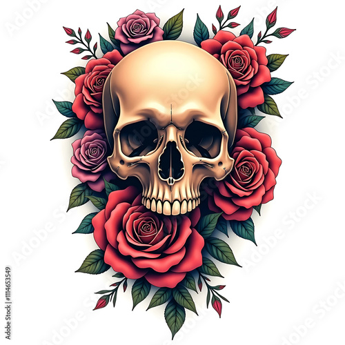 Skull and roses