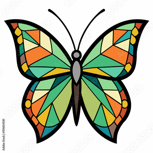 Butterfly with stained glass wings.