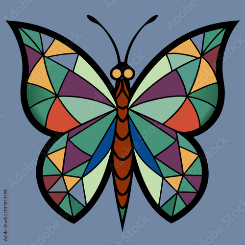 Butterfly with stained glass wings.