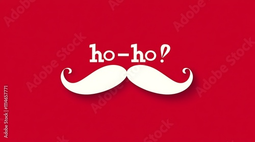 White santa claus mustache whispering ho ho on red background