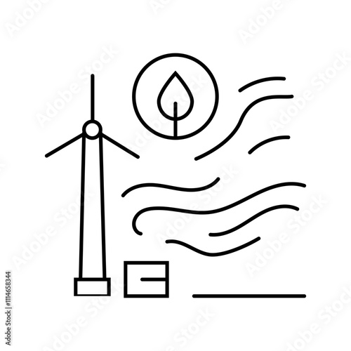 clean wind energy turbine line icon vector. clean wind energy turbine sign. isolated contour symbol black illustration