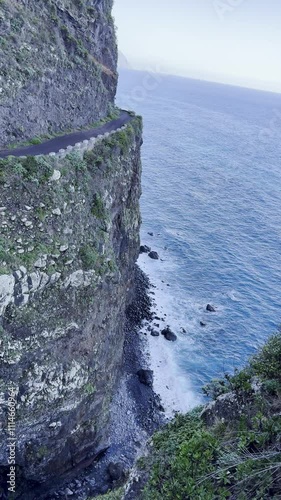 Cliff road rocks in the sea