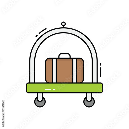 Luggage cart vector icon