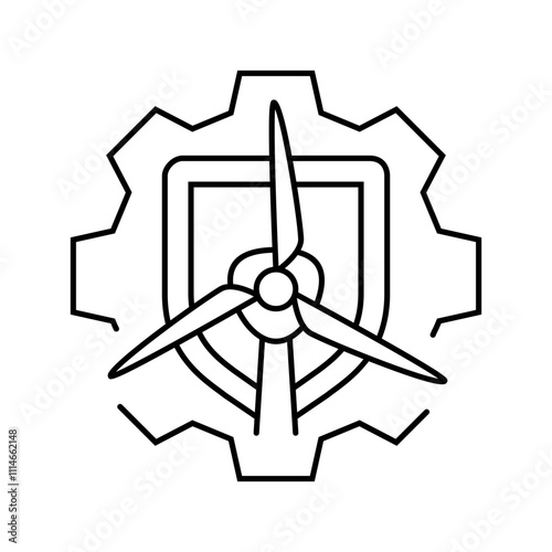 turbine safety wind line icon vector. turbine safety wind sign. isolated contour symbol black illustration