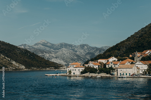 Amazing view of Adriatic sea near Tivat in a sunny day, Montenegro.