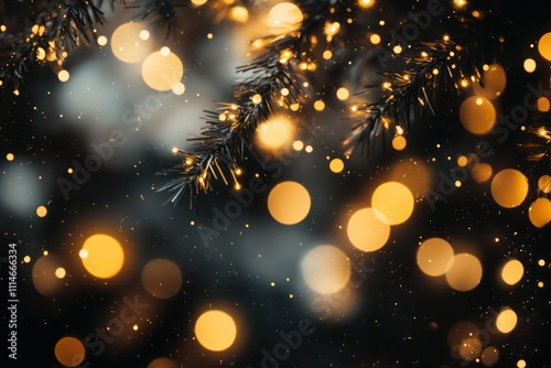 Softly blurred golden bokeh lights on a black background, giving a gentle, radiant glow.
