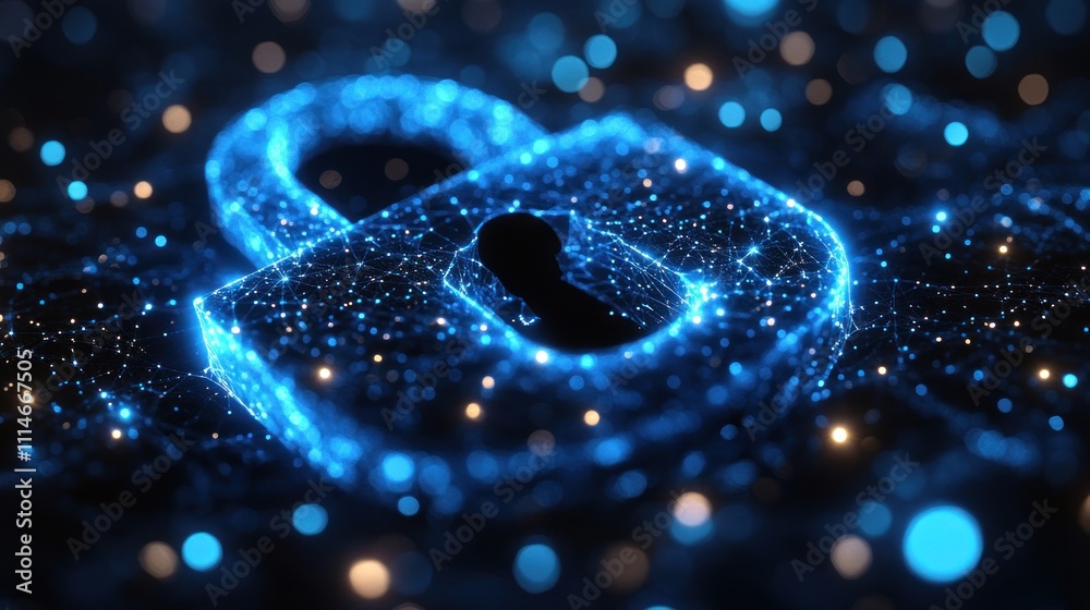 Abstract Blue Network Padlock Digital Security Concept Abstract Blue Network Padlock Digital Security Concept