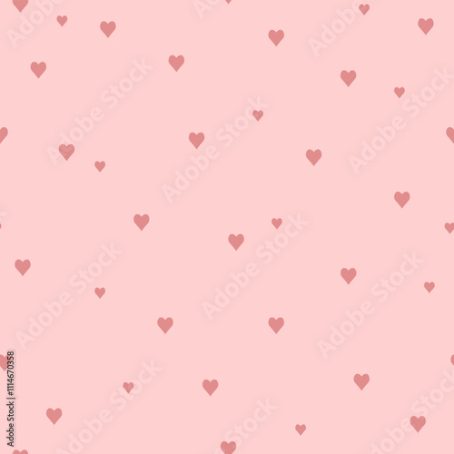 Little hearts on a pink background seamless pattern.