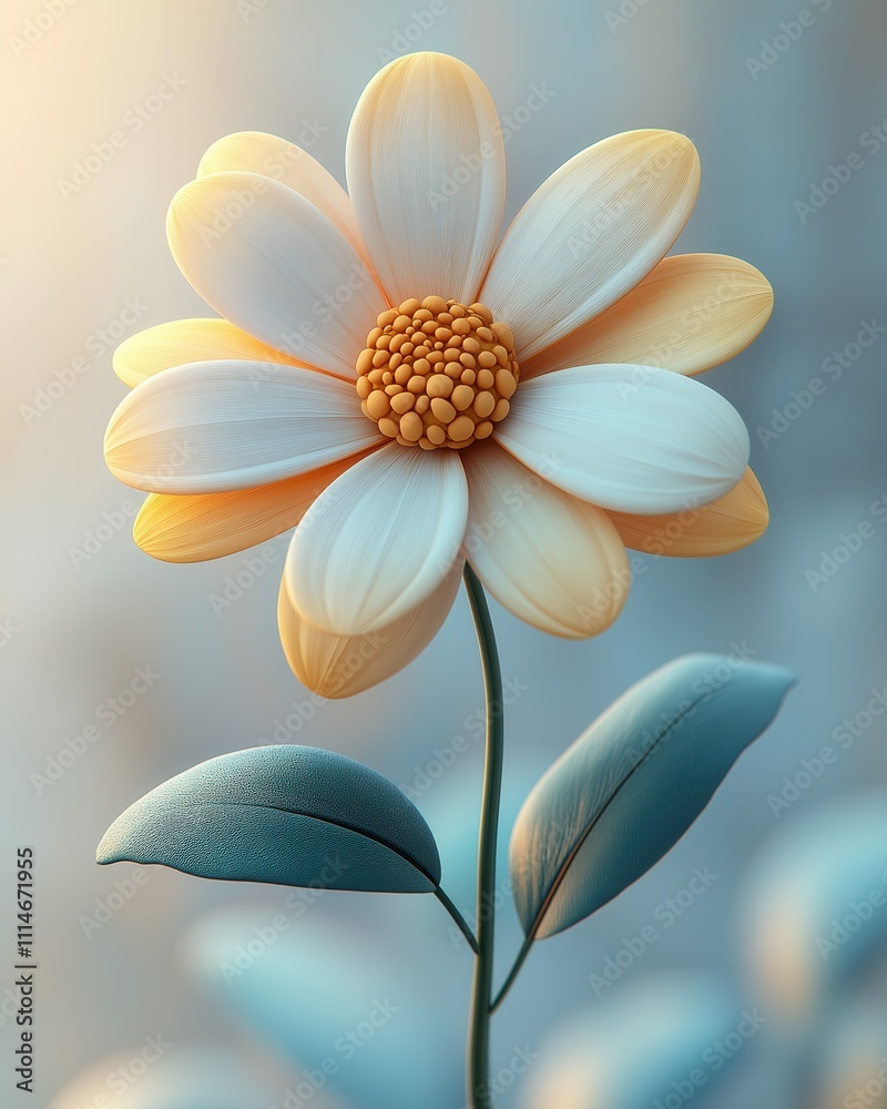 Obraz premium 3d cartoon flower on a colored background.