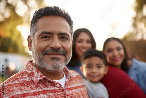 A joyful family unites in a bright, outdoor setting, captured in a moment of happiness and warmth, embodying love and connection in familial bonds. photo