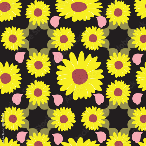 exotic hand drawn flower seamless pattern,abstract background