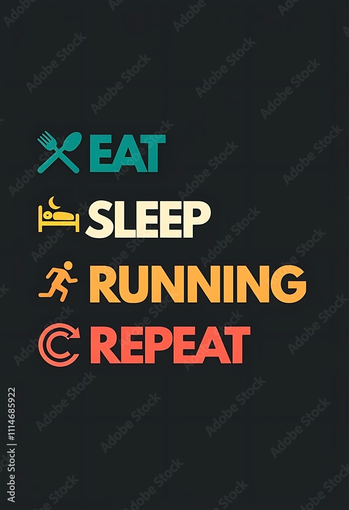 Obraz premium motivational minimalist eat sleep run repeat poster