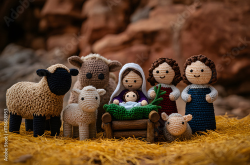 Mary, Joseph, and Baby Jesus at the Nativity - Beautiful Depiction of the Birth of Christ | Perfect for Christmas and Religious Themes photo