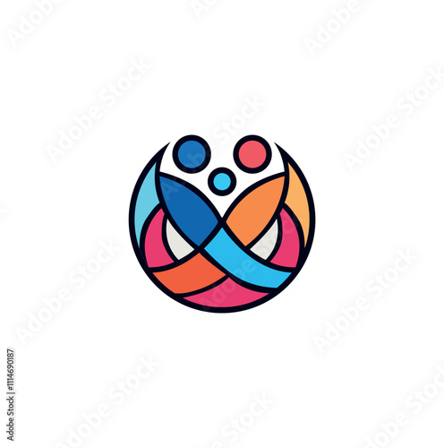  vibrant unity logo, abstract figures, flowing shapes