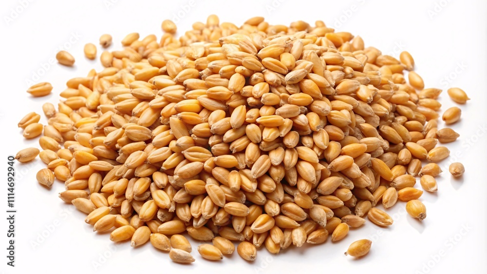 Wheat grains scattered on a white background Wheat grains scattered on a white background