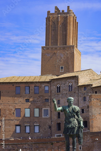 Torre delle Milizie (Tower of the Militia), a fortified tower located nearby the Trajan's Market in Rome, Italy photo