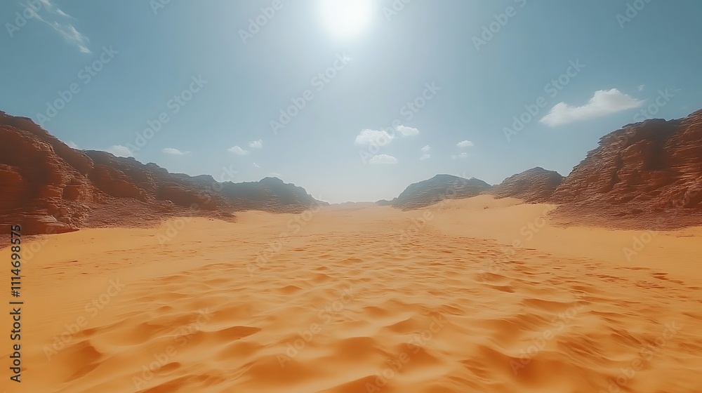 Naklejka premium Sandy Desert Canyon Under a Bright Sunny Sky