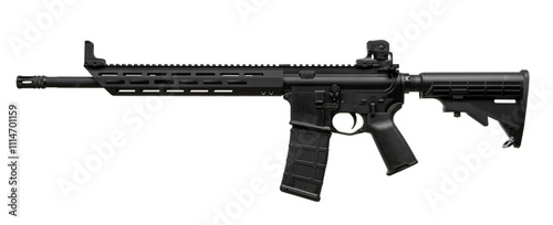 Modern AR-style rifle with a lightweight modular design, black matte finish, adjustable stock, Picatinny rail, ergonomic grip, and M-LOK handguard. Perfect for tactical or sport shooting. photo