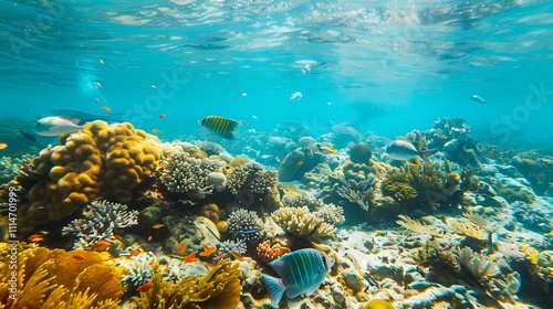 Wallpaper Mural Discover vibrant coral reef during a snorkeling session showcasing underwater exploration and tropical fish in their natural habitat Torontodigital.ca