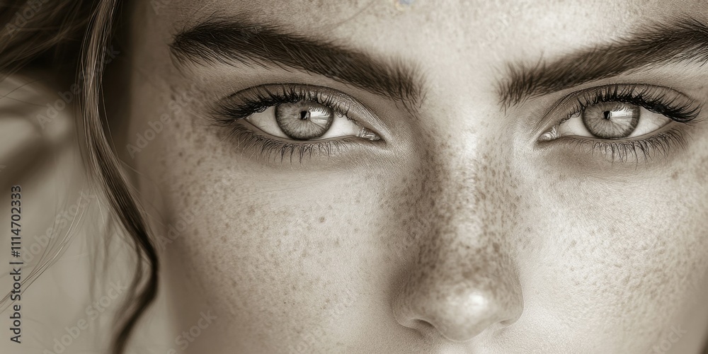 Fototapeta premium Captivating close-up of a person\'s striking eyes revealing emotions and intricate details in natural light