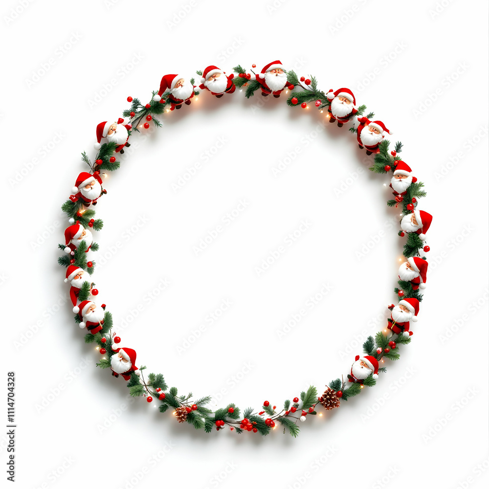 Naklejka premium Christmas circle border white background