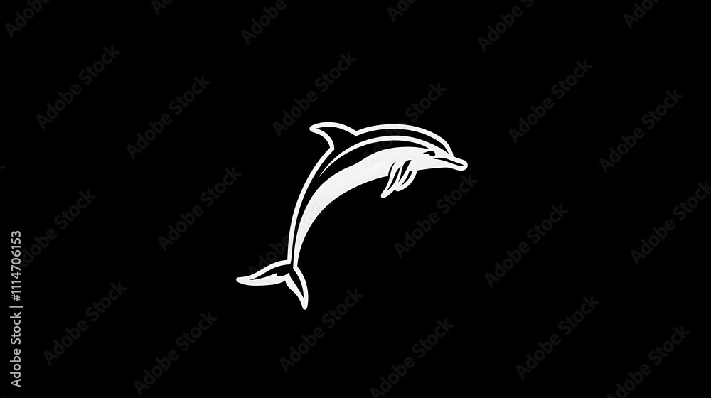 Obraz premium White Silhouette of a Dolphin Jumping Out of Water