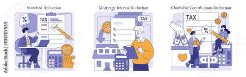 Tax Deductions. Flat Vector Illustration