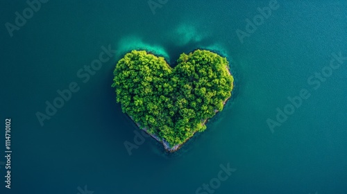 Heart-Shaped Island Surrounded by Vibrant Water