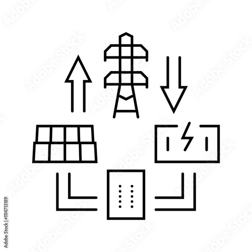 microgrids electric grid line icon vector. microgrids electric grid sign. isolated contour symbol black illustration