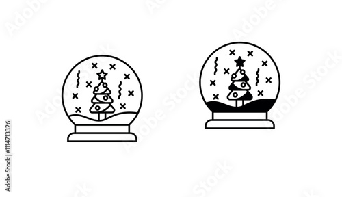 Christmas Globe icon design with white background stock illustration