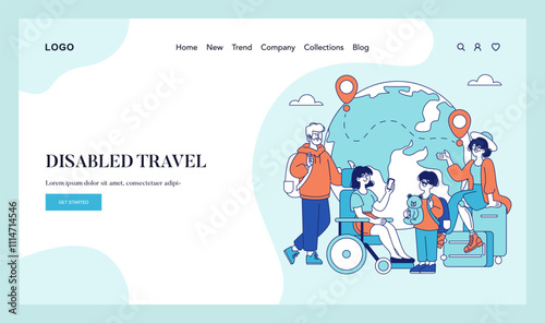 Disabled Travel. Flat Vector Illustration
