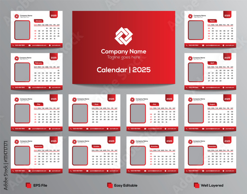 Corporate Modern Desk Calendar for 2025