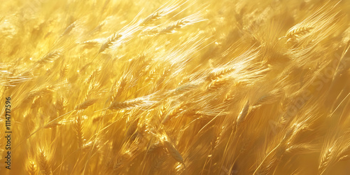 Golden wheat field illuminated by bright sunlight, symbolizing naturea??s abundance. 4k image photo