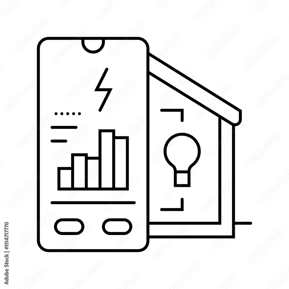 home monitor energy conservation line icon vector. home monitor energy conservation sign. isolated contour symbol black illustration home monitor energy conservation line icon vector. home monitor energy conservation sign. isolated contour symbol black illustration