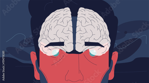 Man with brain diagram