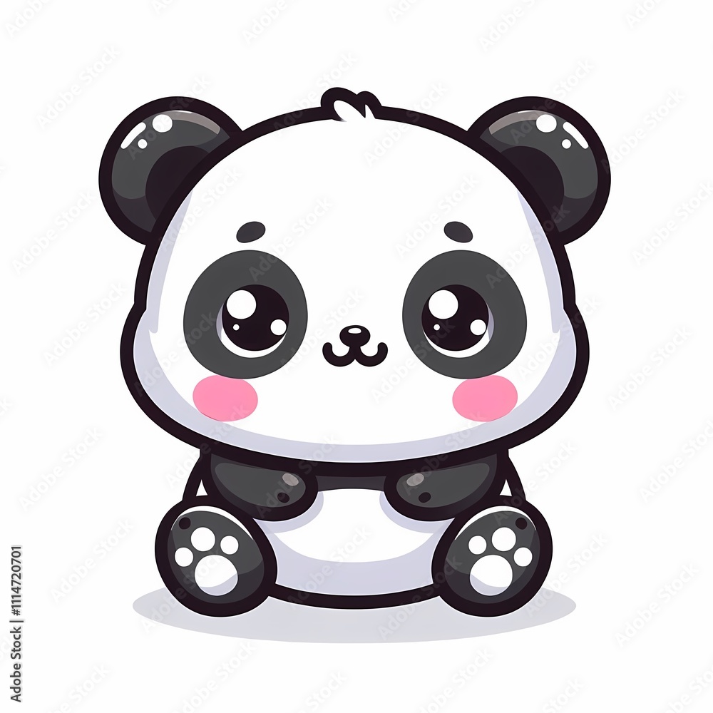 Naklejka premium Chibi Panda Illustration in Flat Style on White Background