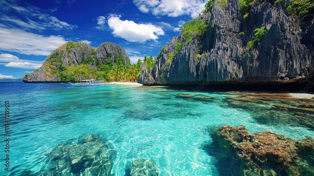 Obraz premium Serene Tropical Beach with Clear Blue Water