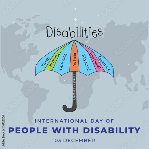 International Day of Persons with Disabilities (IDPD) is celebrated every year on 3 December. to raise awareness of the situation of disabled persons in all aspects of life. Vector illustration