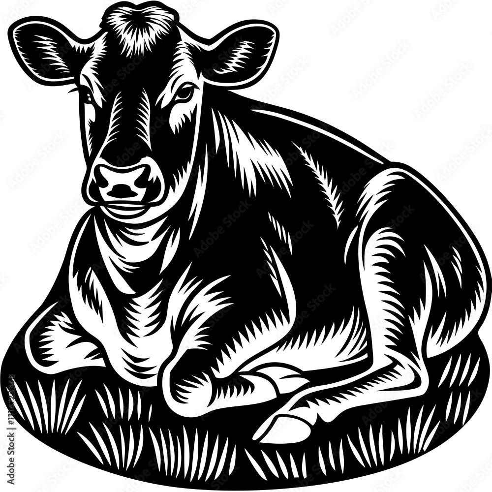 Obraz premium Cow vector silhouette, isolated white background