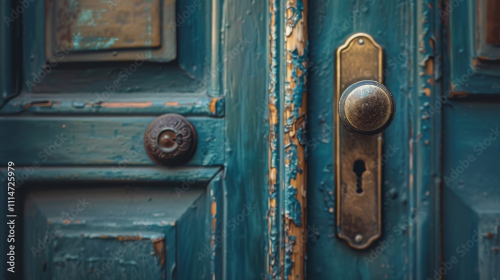 Fototapeta premium Retro door with knob close up generated ai