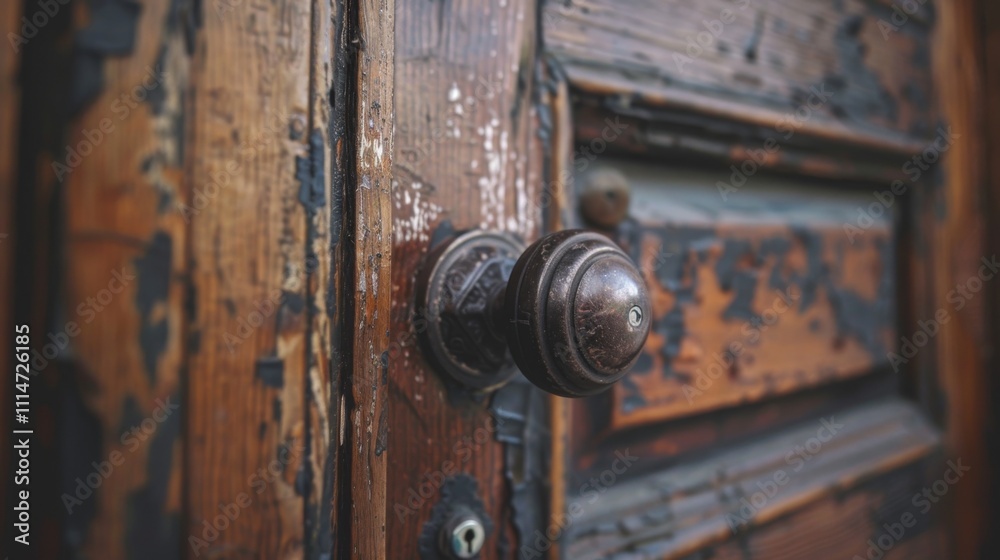 Retro door with knob close up generated ai Retro door with knob close up generated ai
