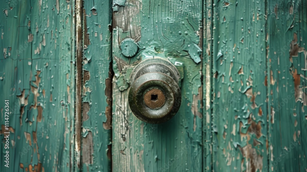 Retro door with knob close up generated ai Retro door with knob close up generated ai