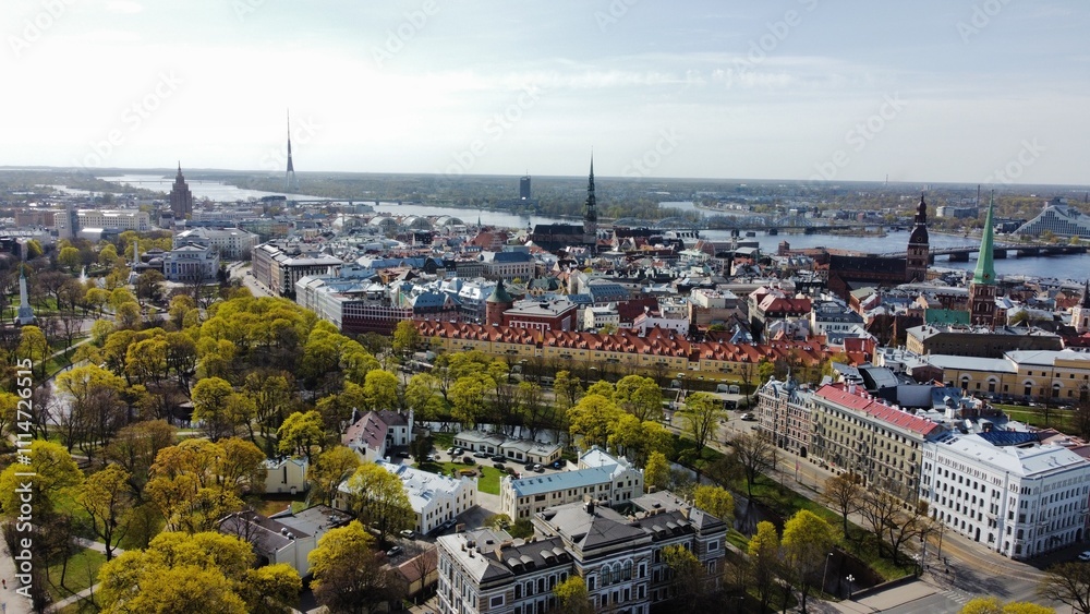 Obraz premium The panorama view or Riga city in Latvia 