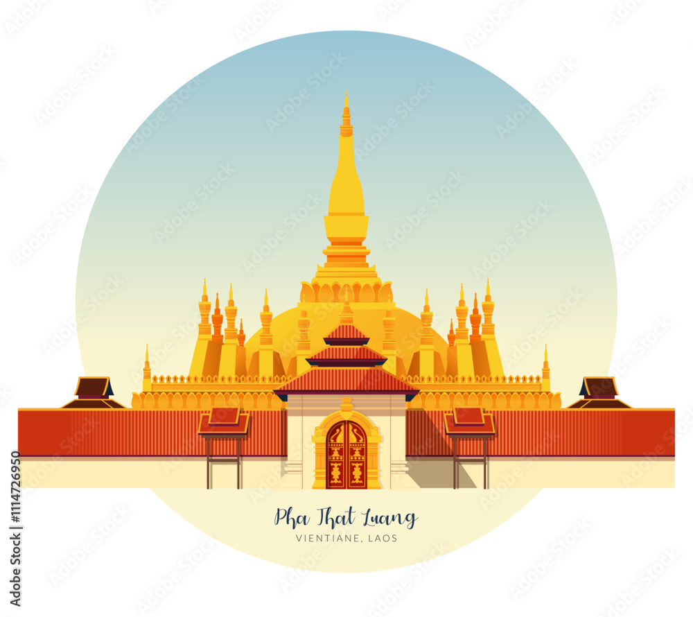 Obraz premium Pha That Luang Vientiane, Laos - Stock Illustration