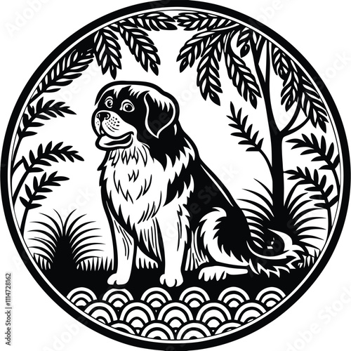 Wallpaper Mural Dog vector silhouette, isolated white background Torontodigital.ca