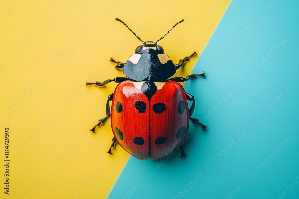 Fototapeta premium Vibrant Ladybug on Colorful Background