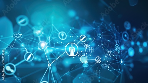 Wallpaper Mural Abstract Digital Network with Connected Icons Torontodigital.ca